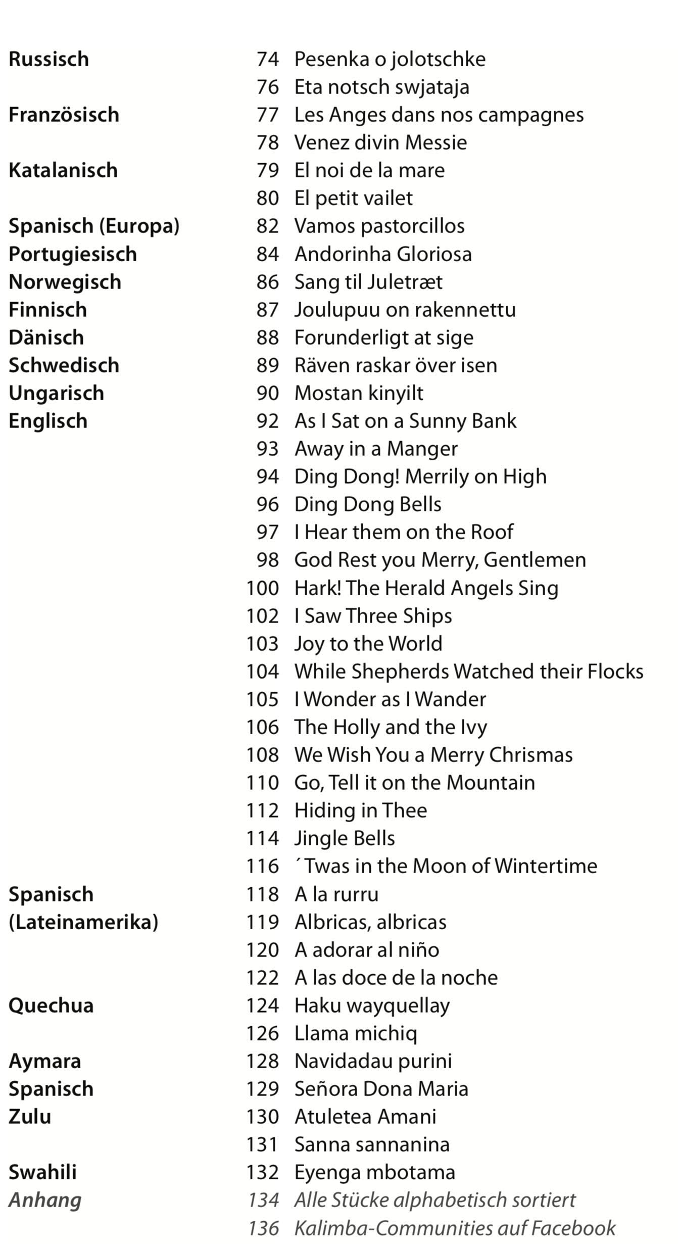 Conny Sommer - “Christmas songs from all over the world” for Kalimba (17 tones, C major)
